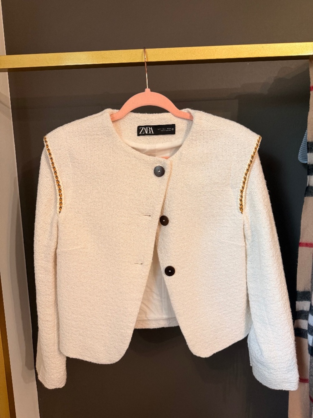 ZARA Cream Tweed Cropped Jacket